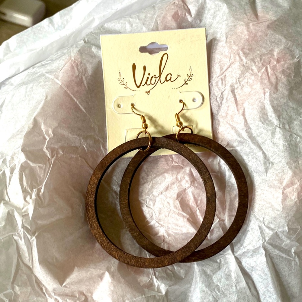 New Wood Hoop Earrings by Viola
